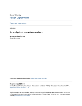 An Analysis of Spacetime Numbers