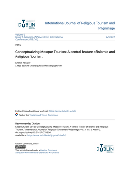 Conceptualizing Mosque Tourism: a Central Feature of Islamic and Religious Tourism