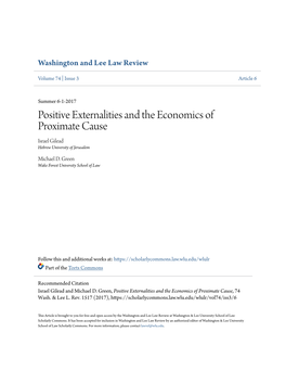 Positive Externalities and the Economics of Proximate Cause Israel Gilead Hebrew University of Jerusalem