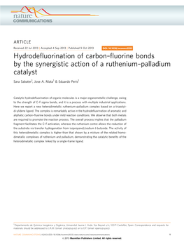 Hydrodefluorination of Carbon&Ndash