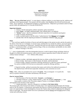 SHINTO Professor Russell Kirkland Department of Religion University of Georgia