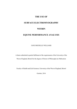 The Use of Surface Electromyography Within Equine Performance Analysis