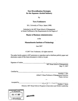 New Diversification Strategies for the Japanese Alcohol Industry by Toru
