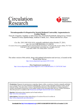 Thrombospondin-4 Is Required for Stretch-Mediated Contractility Augmentation in Cardiac Muscle Oscar H