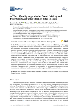 A Water Quality Appraisal of Some Existing and Potential Riverbank Filtration Sites in India