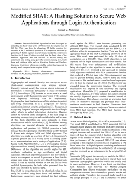 Modified SHA1: a Hashing Solution to Secure Web Applications Through Login Authentication