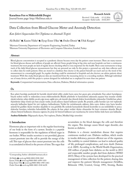 Data Collection from Blood Glucose Meter and Anomaly Detection Kan Şekeri Sayacından Veri Toplama Ve Anomali Tespiti