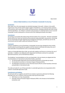 Use of Pesticides in Sustainable Tea Sourcing