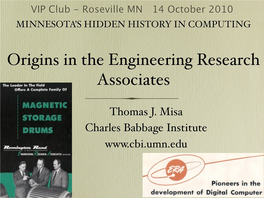 Origins in the Engineering Research Associates
