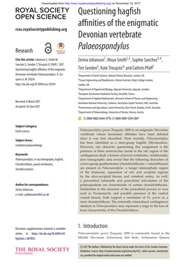 Questioning Hagfish Affinities of the Enigmatic Devonian