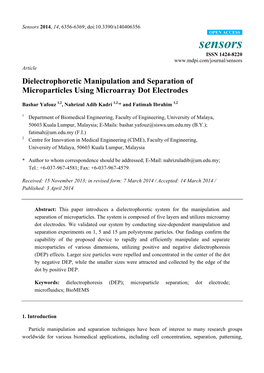 Dielectrophoretic Manipulation and Separation of Microparticles Using Microarray Dot Electrodes