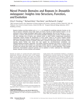 Novel Protein Domains and Repeats in Drosophila Melanogaster: Insights Into Structure, Function, and Evolution