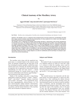 Clinical Anatomy of the Maxillary Artery