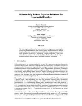 Differentially Private Bayesian Inference for Exponential Families