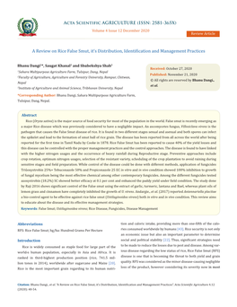 A Review on Rice False Smut, It's Distribution, Identification And