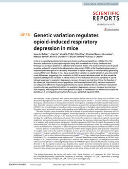 Genetic Variation Regulates Opioid-Induced Respiratory