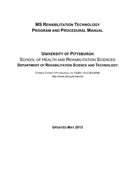 Ms Rehabilitation Technology Program and Procedural Manual University Of