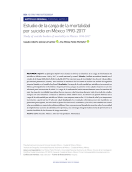 Study of Suicide Burden of Mortality in México 1990-2017