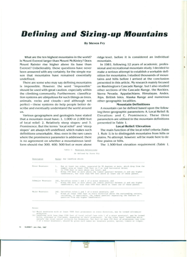 Defining and Sizing-Up Mountains