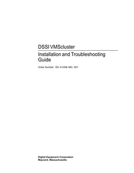 DSSI Vmscluster Installation and Troubleshooting Guide
