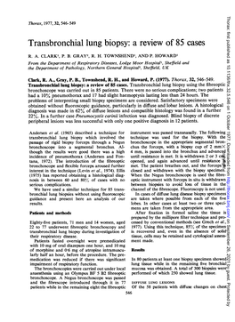 Transbronchial Lung Biopsy: a Review of 85 Cases