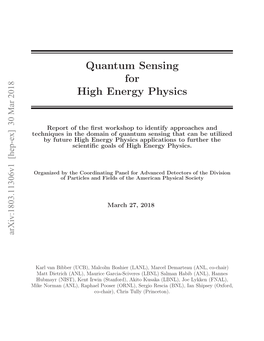 Quantum Sensing for High Energy Physics (HEP) in Early December 2017 at Argonne National Laboratory