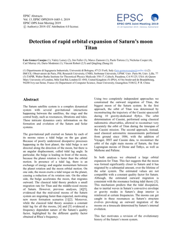 Detection of Rapid Orbital Expansion of Saturn's Moon Titan