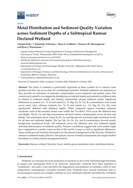 Metal Distribution and Sediment Quality Variation Across Sediment Depths of a Subtropical Ramsar Declared Wetland