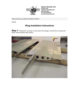 Wing Installation Instructions