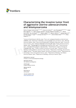 Characterizing the Invasive Tumor Front of Aggressive Uterine Adenocarcinoma and Leiomyosarcoma