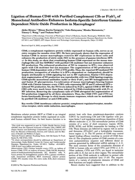 Ligation of Human CD46 with Purified Complement C3b Or F(Abo2 Of