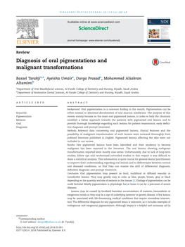 Diagnosis of Oral Pigmentations and Malignant Transformations
