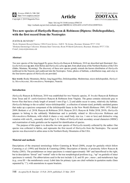 Diptera: Dolichopodidae), with the First Record from the Neotropics