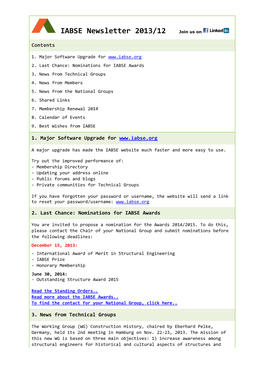 IABSE Newsletter 2013/12 Join Us On