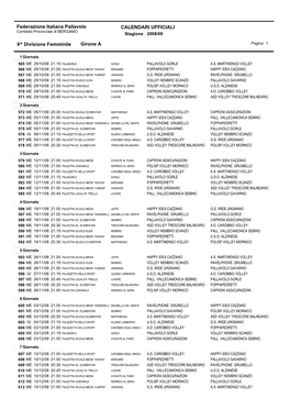 CALENDARI UFFICIALI Federazione Italiana