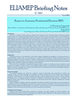 Report on Armenian Presidential Elections 2013