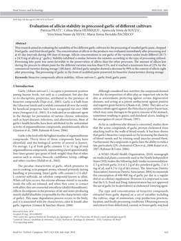 Evaluation of Allicin Stability in Processed Garlic of Different Cultivars