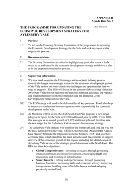 The Programme for Updating the Economic Development Strategy for the Vale and Seek Any Input at This Stage in the Process