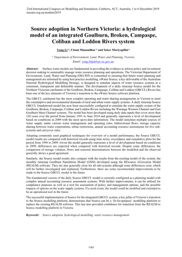 A Hydrological Model of an Integrated Goulburn, Broken, Campaspe, Coliban and Loddon Rivers System