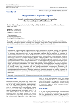 Dysgerminoma: Diagnostic Impasse