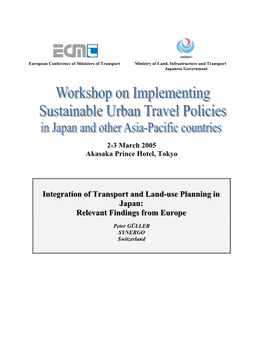 Integration of Transport and Land-Use Planning in Japan: Relevant Findings from Europe”