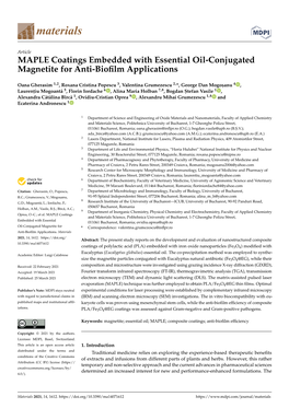 MAPLE Coatings Embedded with Essential Oil-Conjugated Magnetite for Anti-Bioﬁlm Applications