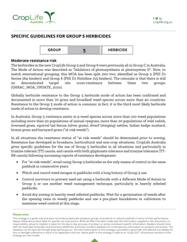 Specific Guidelines for Group 5 Herbicides