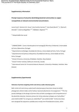 Supplementary Information Prompt Response of Estuarine Denitrifying