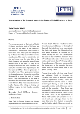 Interpretation of the Scenes of Amun in the Tombs of Gebel El-Mawta at Siwa