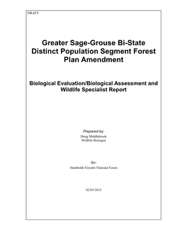 Greater Sage-Grouse Bi-State Distinct Population Segment Forest Plan Amendment