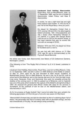 Lieutenant Cecil Halliday Abercrombie, Royal Navy, Born At