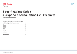 Specifications Guide Europe and Africa Refined Oil Products Latest Update: September 2021