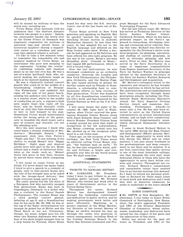 CONGRESSIONAL RECORD—SENATE January 22, 2001 Portsmouth Chamber