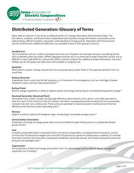 Distributed Generation: Glossary of Terms